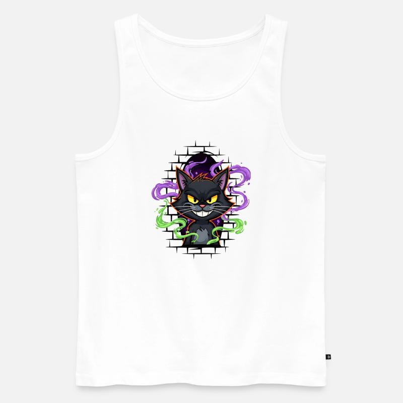 Graffiti Katze Neon - Männer Premium Bio Tank Top - Weiß