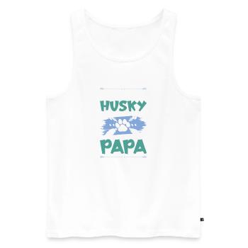 papa chien husky - Débardeur bio Premium Homme - blanc - Devant - Michal (187cm)