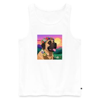 Dogue avec couronne florale - Débardeur bio Premium Homme - blanc - Devant - Michal (187cm)