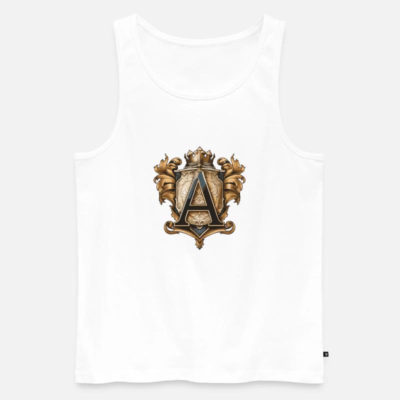A Buchstabe Name Krone - Männer Premium Bio Tank Top - Weiß