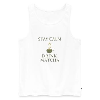 Stay Calm & Drink Matcha - Men's Premium Organic Tank Top - white - Front - Michal (187cm)