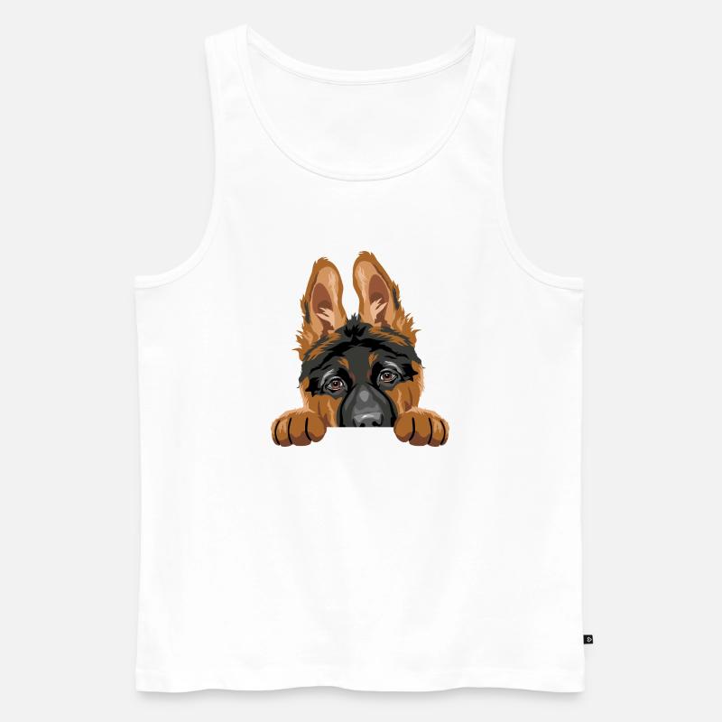 Schüchterner spähender Deutscher Schäferhundwelpe - Männer Premium Bio Tank Top - Weiß