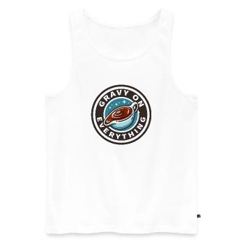 Gravy sauce patch on everything - Men's Premium Organic Tank Top - white - Front - Michal (187cm)