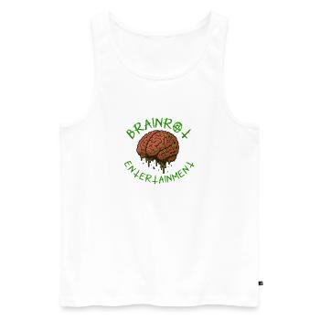 Brainrot Entertainment – Rotten Mind Design - Männer Premium Bio Tank Top - Weiß - Vorne - AI Model Male 178 light (178cm)