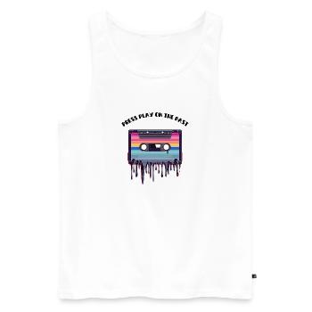 Retro Cassette Tape - Drücken Sie Play on the Past - Männer Premium Bio Tank Top - Weiß - Vorne - Michal (187cm)