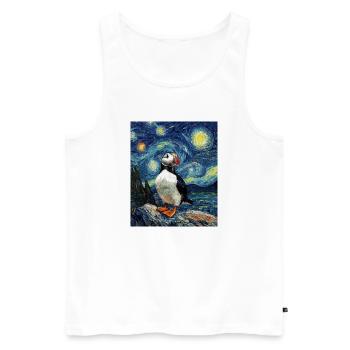 Papageientaucher Vogel Van Gogh Style Starry Night - Männer Premium Bio Tank Top - Weiß - Vorne - Michal (187cm)