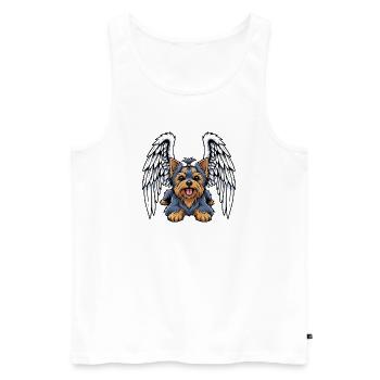 Mignon Yorkshire Terrier Angel Cartoon Dog Holder - Débardeur bio Premium Homme - blanc - Devant - Michal (187cm)