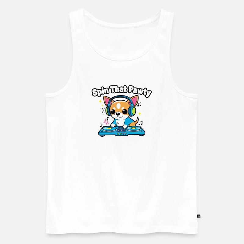 Spin That Pawty DJ Pup - Männer Premium Bio Tank Top - Weiß
