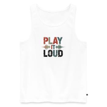 Retro Grunge – Play It Loud - Männer Premium Bio Tank Top - Weiß - Vorne - AI Model Male 178 light (178cm)