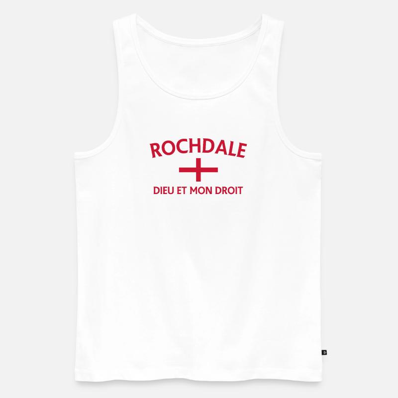 Devise du drapeau anglais de Rochdale - Débardeur bio Premium Homme - blanc