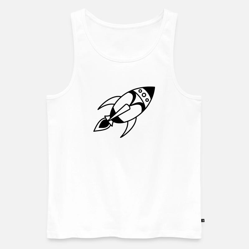 Retro Space Rocket – Weltall Raumschiff Design - Männer Premium Bio Tank Top - Weiß