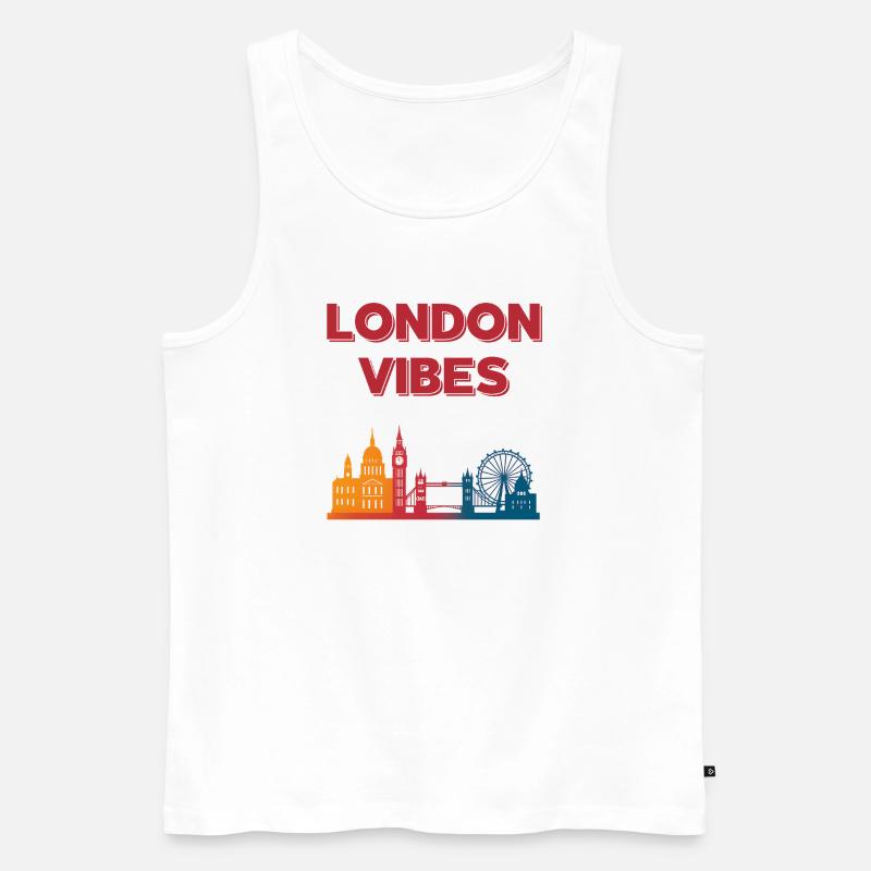 London Vibes Regenbogen Skyline - Männer Premium Bio Tank Top - Weiß