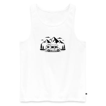 Camping - Männer Premium Bio Tank Top - Weiß - Vorne - AI Model Male 178 light (178cm)