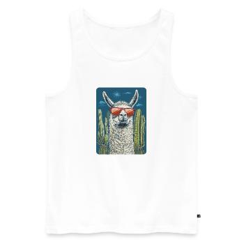 lama - Débardeur bio Premium Homme - blanc - Devant - AI Model Male 178 light (178cm)