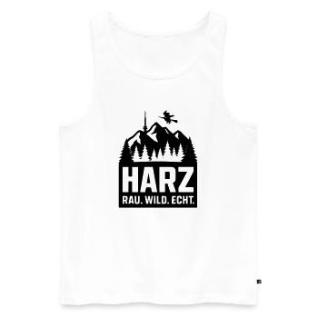 harz wild rau echt - Männer Premium Bio Tank Top - Weiß - Vorne - AI Model Male 178 light (178cm)