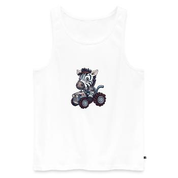 Zebra Tractor Farmer - Men's Premium Organic Tank Top - white - Front - Michal (187cm)
