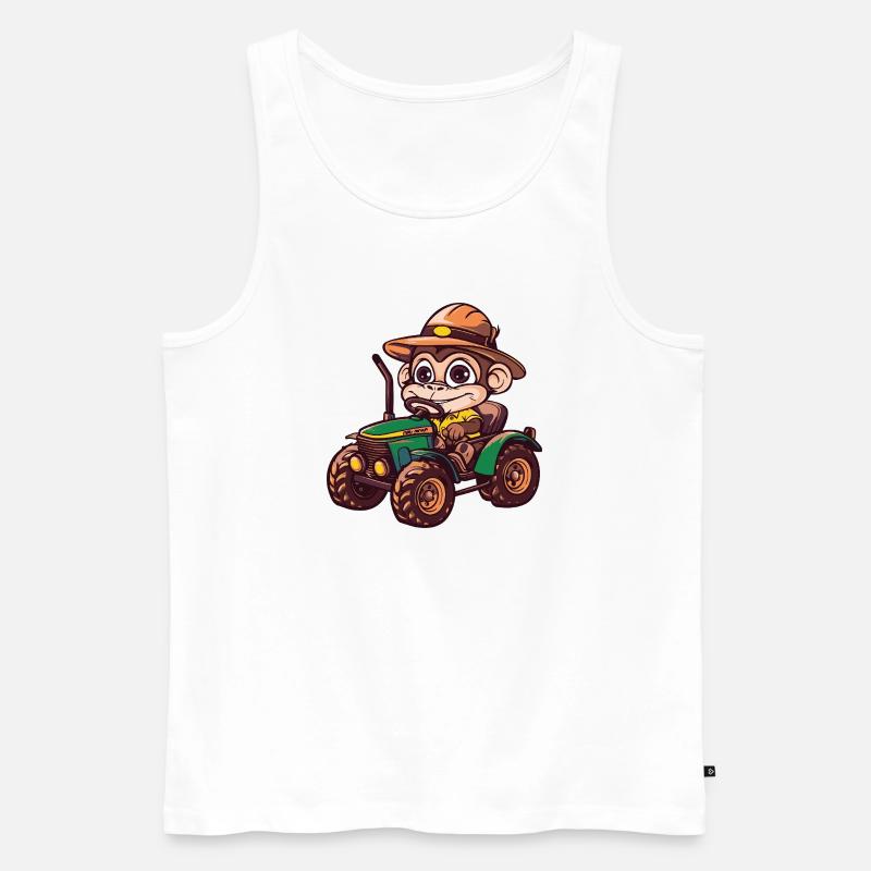 Affe Traktor Farmer - Männer Premium Bio Tank Top - Weiß
