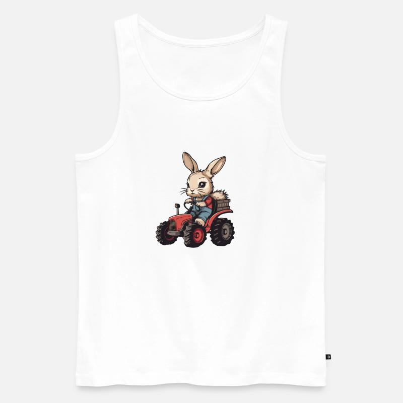 Hase Traktor Farmer - Männer Premium Bio Tank Top - Weiß