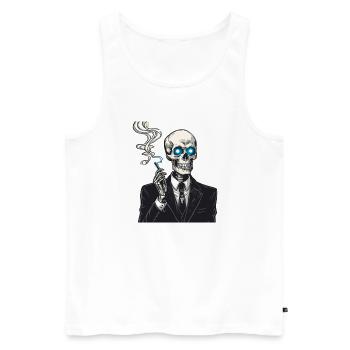 Skeleton in suit smoking cigar - Men's Premium Organic Tank Top - white - Front - AI Model Male 178 light (178cm)
