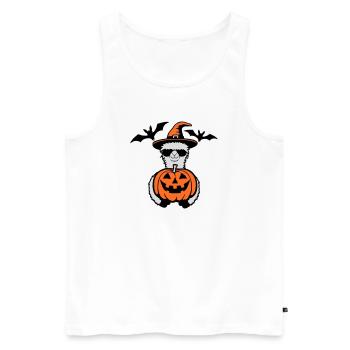 Lama Cool Halloween Kürbis Sonnenbrille Hexenhut - Männer Premium Bio Tank Top - Weiß - Vorne - AI Model Male 178 light (178cm)