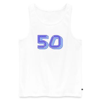 50. 50 JAHRE. 50-JÄHRIGES JUBILÄUM. 50-JÄHRIGES JUBILÄUM. - Männer Premium Bio Tank Top - Weiß - Vorne - Michal (187cm)