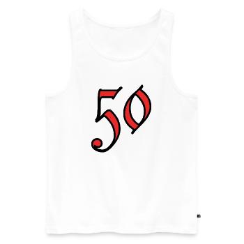 50. 50 JAHRE. 50-JÄHRIGES JUBILÄUM. 50-JÄHRIGES JUBILÄUM. - Männer Premium Bio Tank Top - Weiß - Vorne - Michal (187cm)
