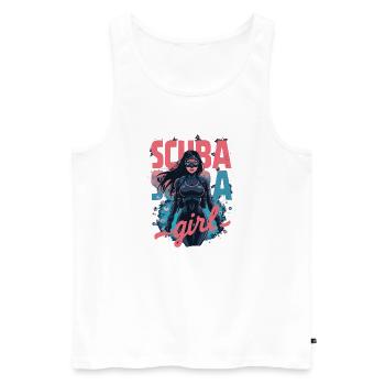 Scuba Girl Taucherin Design - Männer Premium Bio Tank Top - Weiß - Vorne - Michal (187cm)
