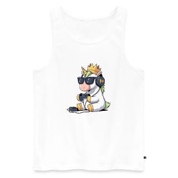 Unicorn - gaming on - Men's Premium Organic Tank Top - white - Front - Michal (187cm)