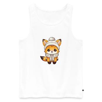 Fuchs Winter Tier Baby Comic - Männer Premium Bio Tank Top - Weiß - Vorne - AI Model Male 178 light (178cm)