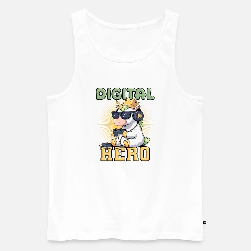 Zocken - digital hero einhorn - Männer Premium Bio Tank Top - Weiß