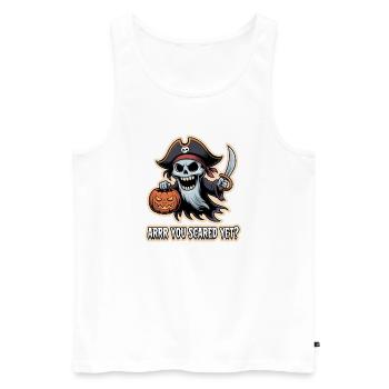 Pirate Boo – Spooky Cute Halloween Ghost sword - Männer Premium Bio Tank Top - Weiß - Vorne - AI Model Male 178 light (178cm)