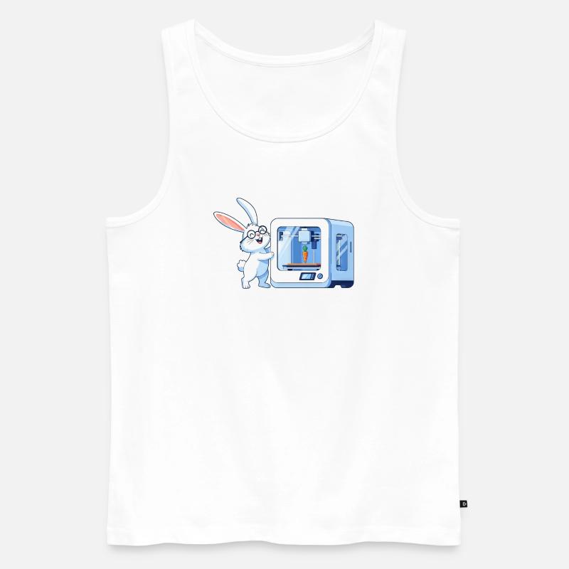 Funny Rabbit Nerd Programmer 3D Printer - Men's Premium Organic Tank Top - white