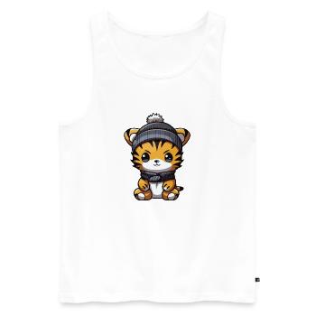 Tigre Hiver Animal Bébé Bande Dessinée - Débardeur bio Premium Homme - blanc - Devant - Michal (187cm)