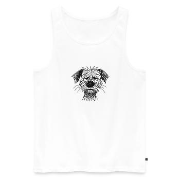 Croquis Portrait de chien épuisé - Débardeur bio Premium Homme - blanc - Devant - AI Model Male 178 light (178cm)