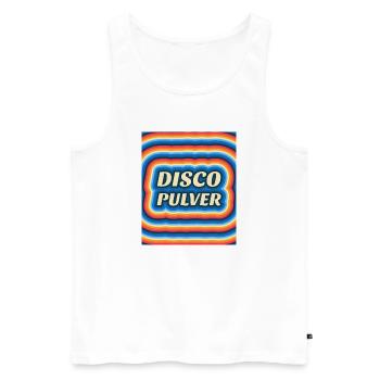 Disco Pulver Retro Logo - Männer Premium Bio Tank Top - Weiß - Vorne - AI Model Male 178 light (178cm)
