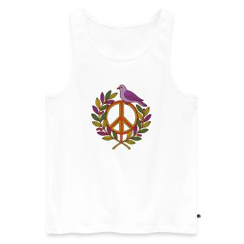 Lebendiger Friedensvogel Blumenkranz - Männer Premium Bio Tank Top - Weiß - Vorne - AI Model Male 178 light (178cm)