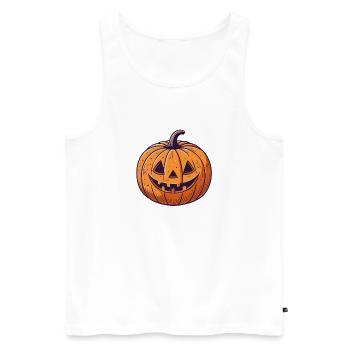 Citrouille Jack-o-Lantern Cartoon - Débardeur bio Premium Homme - blanc - Devant - Michal (187cm)