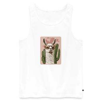 lama - Débardeur bio Premium Homme - blanc - Devant - AI Model Male 178 light (178cm)