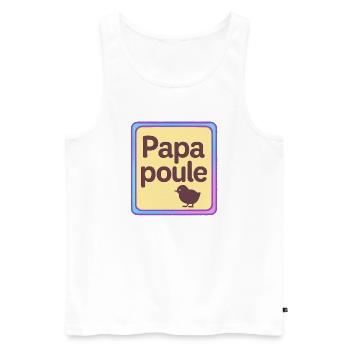 Papa Poule - Father's Day - Men's Premium Organic Tank Top - white - Front - AI Model Male 178 light (178cm)