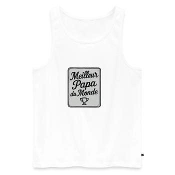 Der beste Vater der Welt - Vatertag - Geschenk - Männer Premium Bio Tank Top - Weiß - Vorne - Michal (187cm)