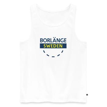 Emblème de la ville de Borlänge en bleu et jaune - Débardeur bio Premium Homme - blanc - Devant - AI Model Male 178 light (178cm)