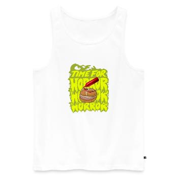 Bayrische Streetwear Halloween Leberkas Ketchup - Männer Premium Bio Tank Top - Weiß - Vorne - AI Model Male 178 light (178cm)