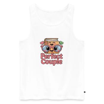 Perfect Couple Cute Book and Glasses Cartoon - Men's Premium Organic Tank Top - white - Front - Michal (187cm)