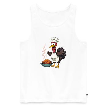 Cuisinier de dinde de Thanksgiving - Débardeur bio Premium Homme - blanc - Devant - Michal (187cm)