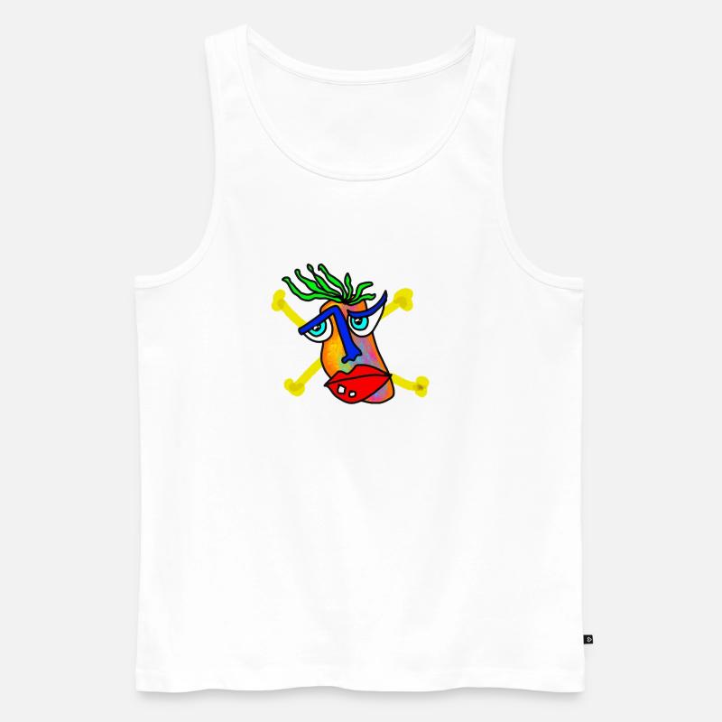 Buntes Gesicht mit Knochen-Backdrop - Männer Premium Bio Tank Top - Weiß