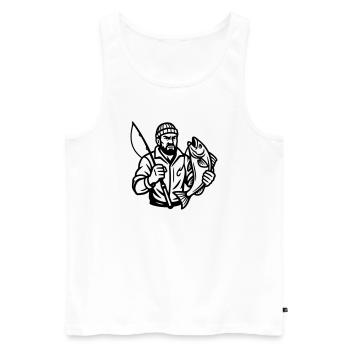 Angler - Männer Premium Bio Tank Top - Weiß - Vorne - AI Model Male 178 light (178cm)