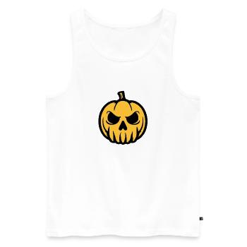 Citrouille Crâne Jaune Noir - Débardeur bio Premium Homme - blanc - Devant - Michal (187cm)