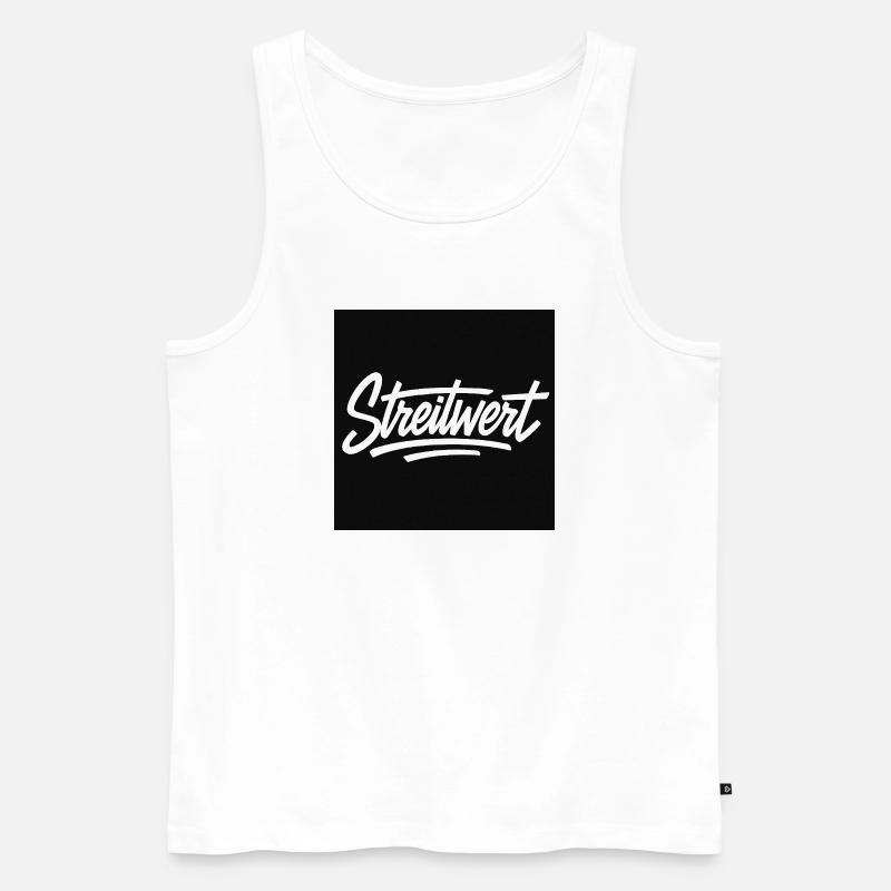 Streitwert Script Logo Schwarz - Männer Premium Bio Tank Top - Weiß