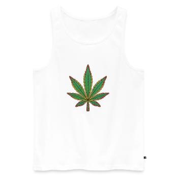 Cannabisblatt Kunst – Grüne Blätter Outline - Männer Premium Bio Tank Top - Weiß - Vorne - AI Model Male 178 light (178cm)