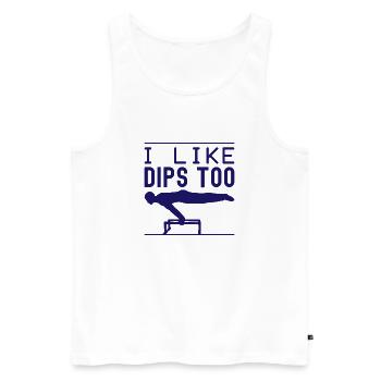 Fitness Fanatics I Like Dips Too Calisthenics Gym - Männer Premium Bio Tank Top - Weiß - Vorne - AI Model Male 178 light (178cm)